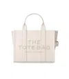 Marc Jacobs The Leather Medium Tote Cotton Handbag In Neutral