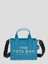 Marc Jacobs 'the Small Tote Bag' Blue Handbag With Logo On The Front In Aqua
