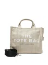 Marc Jacobs Structured Beige Tote Bag With Dual Handles And Bold Branding In Neutral