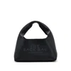 Marc Jacobs Grained Black Leather Handbag With Embossed Logo In Black