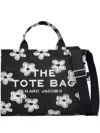 Marc Jacobs Daisy Print Canvas Medium Tote Bag With Adjustable Strap In Black