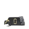 Marc Jacobs The Snapshot Black Shoulder Bag With Metal Logo At The Front In Leather Woman In Black/grey