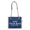 Marc Jacobs Sac Cabas The Denim Chain Micro Tote Bag In Blue