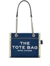 Marc Jacobs The Denim Chain Small Tote Bag Dark Wash In Blue