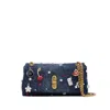 Marc Jacobs Minithe Trinket Charm Denim Dual-chain Crossbody Bag In Black