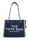 Marc Jacobs The Medium Tote In Blue Denim With Embroidered Logo In Blue