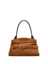 Marc Jacobs The Satchel Suede Leather Shoulder Bag In Brown