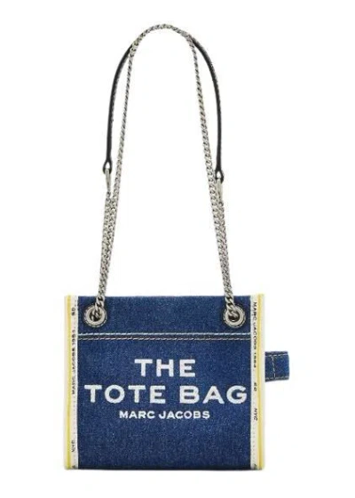 Marc Jacobs Sac Cabas The Denim Chain Micro Tote Bag In Blue