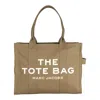 Marc Jacobs Structured Cotton Tote Bag With Bold Lettering In Green