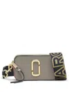 Marc Jacobs The Snapshot Leather Crossbody Bag In Grey