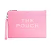MARC JACOBS 'THE LARGE POUCH' PINK CLUTCH WITH ENGRAVED LOGO IN HAMMERED LEATHER WOMAN