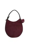 Marc Jacobs Curved Suede Shoulder Bag With Metal Hardware In Burgundy