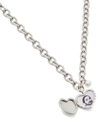 Marc Jacobs Balloon Heart Necklace In Silver