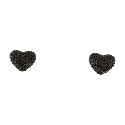 Marc Jacobs Balloon Heart Pave Earrings In Black