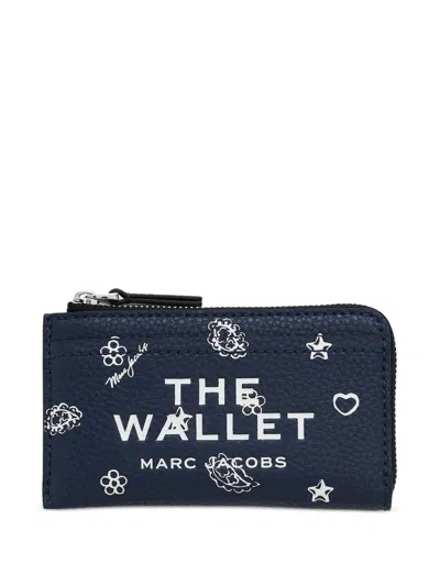 Marc Jacobs Bandana Leather Zip Wallet In Blue