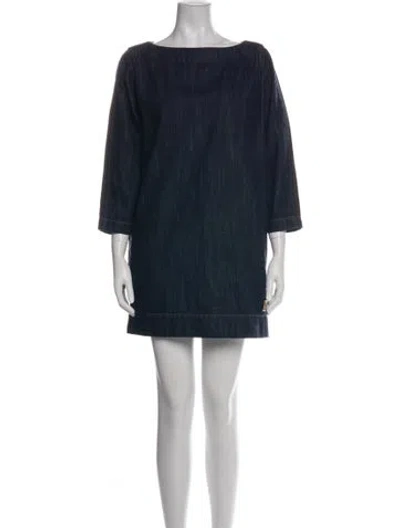 Pre-owned Marc Jacobs Bateau Neckline Mini Dress In Blue