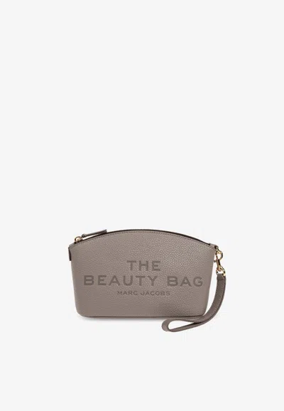 Marc Jacobs Beauty Pouch Bag In Pebbled Leather In Gray