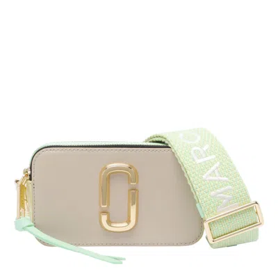 Marc Jacobs Beige And Acid Green Leather The Snapshot Crossbody Bag In Peppermint Multi