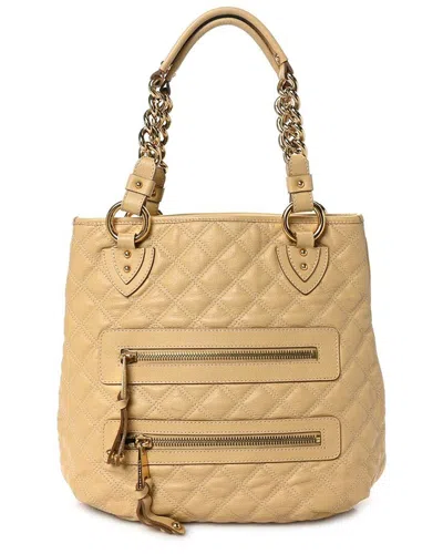Marc Jacobs Beige Calfskin Leather Quilted Zipper Tote (authentic Pre-loved) In Yellow