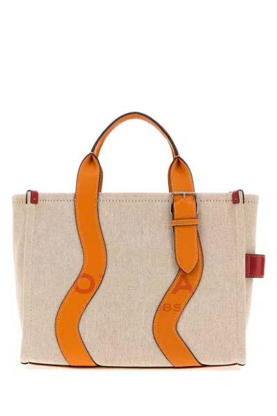 Marc Jacobs Beige Canvas Shopping The Tote Bag Shopping Bag In Orange