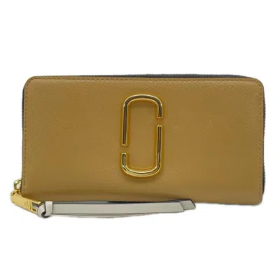 Pre-owned Marc Jacobs Beige Green White Leather Long Wallet (bi-fold) () In Beige, Green, White