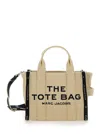 Marc Jacobs Beige Handbag With Jacquard Logo In Cotton Blend Canvas Woman