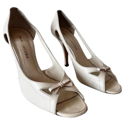 Pre-owned Marc Jacobs Beige Leather Cocktail Open Toe Shoes With Ribbon In Brown