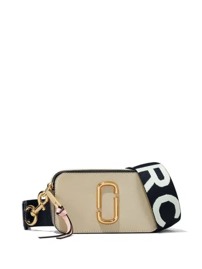Marc Jacobs Beige Leather Shoulder Bag With Logo Plaque And Gold-tone Hardware