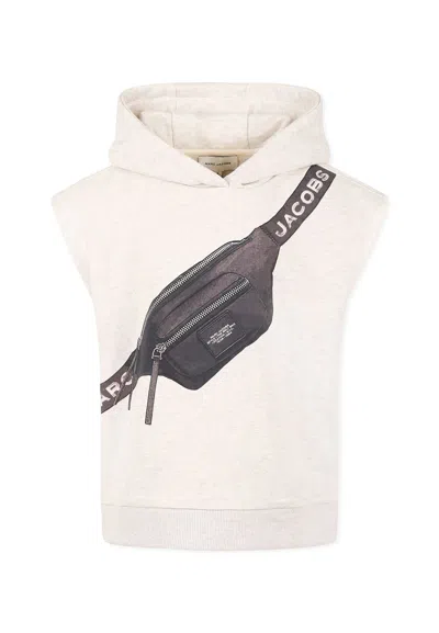 Marc Jacobs Kids' Beige Sweatshirt For Boy With Pouch Print