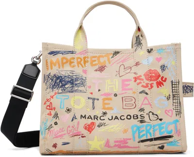 Marc Jacobs Beige 'the Punk Scribble Canvas Medium' Tote In Multi