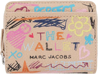 Marc Jacobs Beige 'the Punk Scribble Mini Compact' Wallet In Multi