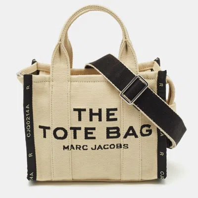 Pre-owned Marc Jacobs Beige/black Canvas Small The Tote Bag