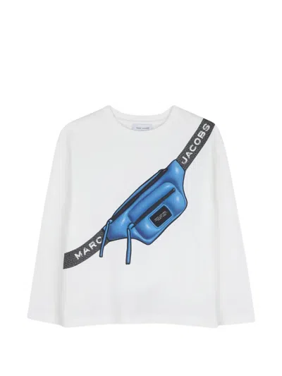 Marc Jacobs Kids' Belt-bag-print Long-sleeve T-shirt In White