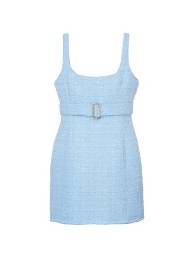 Marc Jacobs Belted Tweed Dress In Blue
