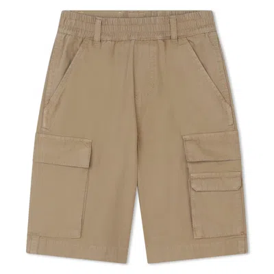 Marc Jacobs Kids' Ripstop Cotton Bermuda Cargo Shorts In Brown