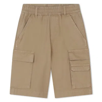 Marc Jacobs Kids' Ripstop Cotton Bermuda Cargo Shorts In Beige