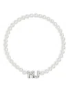 Marc Jacobs Mj Logo Lettering Pearl Necklace In Neutral