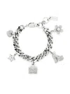 Marc Jacobs Womens Light Antique Silver Mj Mini Icon Charm Bracelet In Metallic