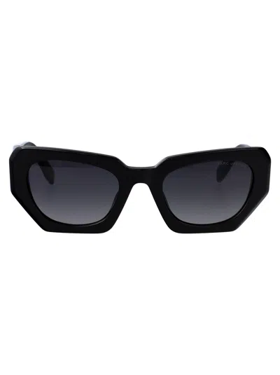 Marc Jacobs Black Acetate Sunglasses In Gray
