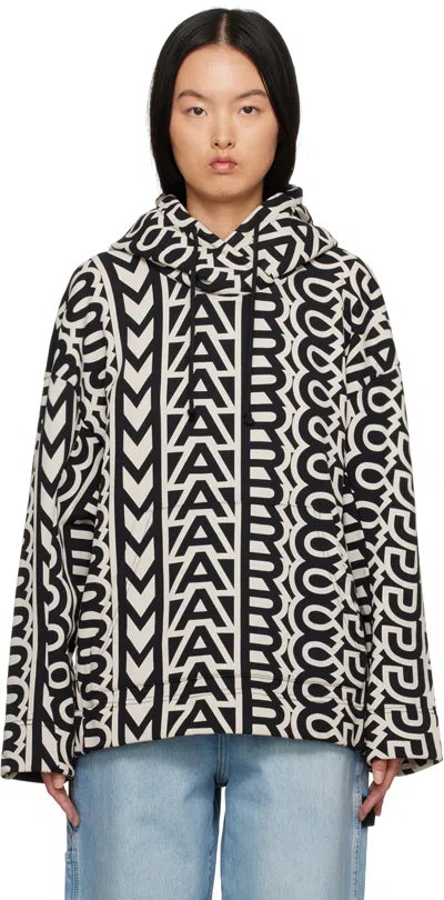 Marc Jacobs Monogram Oversized Hoodie In 004 Black/ivory