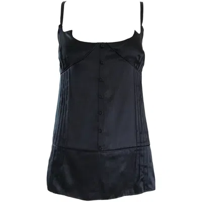Pre-owned Marc Jacobs Black And White Size 8 Spaghetti Strap Sleeveless Silk Blouse Top