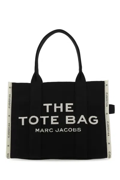 Marc Jacobs Black Canvas The Tote Shopping Bag In 001