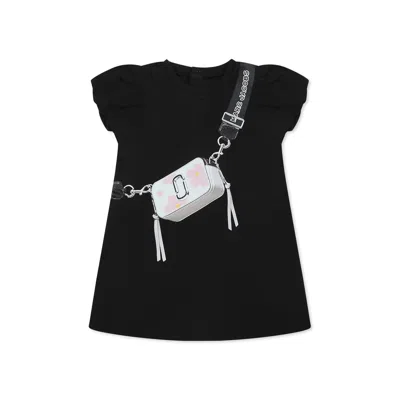 Marc Jacobs Black Dress For Baby Girl With Bag Print