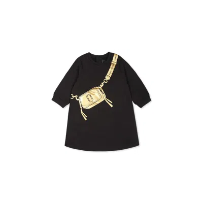Marc Jacobs Black Dress For Baby Girl With Bag Print
