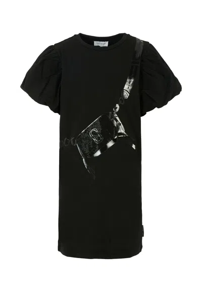 Marc Jacobs Kids' Black Dress For Girl With Bag Print