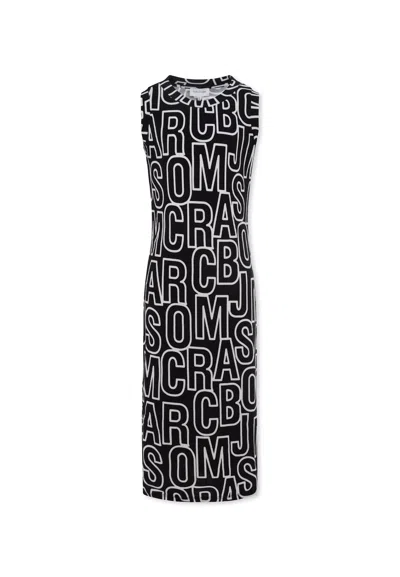 Marc Jacobs Kids' Black Dress For Girl With Logo In Multi