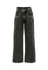 Marc Jacobs Black Jeans For Girl With Rhinestones In Black