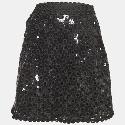 Pre-owned Marc Jacobs Black Lace And Sequin Embellished Mini Skirt M