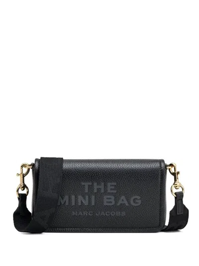 Marc Jacobs Black Leather Adjustable Detachable Shoulder Strap Handbag With Logo Details