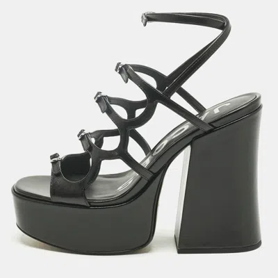 Pre-owned Marc Jacobs Black Leather Kiki Platform Sandals Size 38
